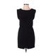 Halston Heritage Casual Dress Crew Neck Short sleeves: Black Solid Dresses - Women's Size X-Small