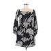Bardot Casual Dress - Mini Square 3/4 sleeves: Black Floral Dresses - Women's Size 6