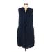 H&M Casual Dress V Neck Sleeveless: Blue Solid Dresses - Women's Size 10