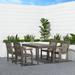 Weather-Resistant Dining Table Outdoor Patio Rectangular Hand-scraped Wood Dining Table with Umbrella Hole for Garden