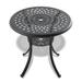 30.71" Round Aluminum Dining Table Outdoor Patio Black Frame Coffee Table with Umbrella Hole and Shelf for Outdoor Garden