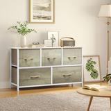 5-drawers Storage Horizontal Bedroom Dresser, TV Stand with Wood Tabletop