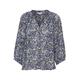 Part Two Damen Damenbluse, V-Ausschnitt, 3/4-Ärmel, entspannte Passform, bedruckter Stoff Bluse, Blue Paisley Print, 40