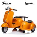 Track 7 2-Seater Ride on Motorcycle Licensed Vespa Electric Motorcycle with Side Car 2-Seater Ride on Car Music Storage Bin Max Speed 3.7mph Orange