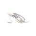 Saks Fifth Avenue Heels: Silver Shoes - Women's Size 5 1/2 - Open Toe