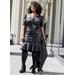 Plus Size Perforated Faux Leather Dress
