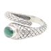 'Snake-Themed Sterling Silver Wrap Ring with Malachite Stone'
