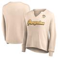 Women's Fanatics Branded Oatmeal Pittsburgh Penguins Go For It Notch Neck Waffle Knit Long Sleeve T-Shirt