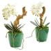 Mini Phalaenopsis Orchid Artificial Arrangement in Green Planter (Set of 2)