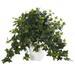 Puff Ivy Artificial Plant in White Tower Vase