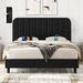 Queen Bed Frame With Headboard Velvet Upholstered Platform Bed Frame Queen Size With 2 USB Charging Stations/Ports For Type A&Type C Seamlessly Headboard/Wood Slat Support/Black