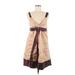 BCBGMAXAZRIA Casual Dress - Mini V Neck Sleeveless: Brown Color Block Dresses - Women's Size Medium