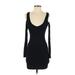 Privacy Please Casual Dress - Mini Plunge Long sleeves: Black Solid Dresses - Women's Size Small
