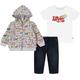 Shirt, Hose & Jäckchen LEVI'S KIDS "GRAFFITI TAG DENIM SET 3pc" Gr. 3M (62), grau (light greyheather) Baby KOB Set-Artikel Outfits