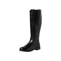 Jana Damen Hohe Stiefel ohne Absatz aus Lederimitat mit Reißverschluss Weite H Mehrweite, Schwarz (Black), 37 EU