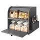 TQVAI Bread Box for Kitchen Countertop, Double Layer Bamboo Bread Storage Container, Large Bread Bin with Silverware Holder - Assembly Required, Grey