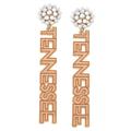 Women's CANVAS Style Tennessee Volunteers Pearl Cluster Dotted Enamel Drop Earrings