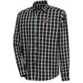 Men's Antigua Black Columbus Blue Jackets Carry Tri-Blend Button-Down Long Sleeve Shirt