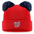 Women's Fanatics Branded Red/Navy Washington Nationals Double Pom Cuffed Knit Hat