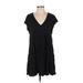 Emory Park Casual Dress - A-Line Plunge Short sleeves: Black Print Dresses - Women's Size Small