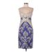 Nicole Miller Collection Casual Dress - Sheath Sweetheart Sleeveless: Purple Damask Dresses - Women's Size 6