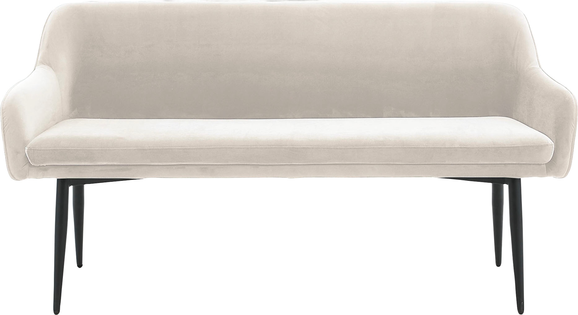 Sitzbank SALESFEVER Sitzbänke Gr. B/H/T: 160 cm x 85 cm x 61 cm, Samt, Sitzbank 160 cm Samt Creme, weiß (creme, schwarz, schwarz) Essbänke mit Armlehnen und Rückensteppung