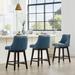 Lark Manor™ Arvelle Swivel 26" Counter Stool Wood/Upholstered/Leather in Blue | 37.5 H x 19.75 W x 22 D in | Wayfair
