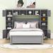 Red Barrel Studio® Full Size Wood Platform Bed w/ 4 Drawers, Headboard & Shelves Wood in Gray | 63 H x 88 W x 78 D in | Wayfair