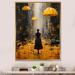 Red Barrel Studio® Sherranda Fashion Woman w/ Yellow Umbrella - Print on Canvas Metal in Black/Yellow | 40 H x 30 W x 1.5 D in | Wayfair