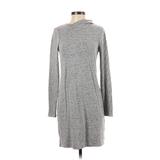 White House Black Market Casual Dress - Sweater Dress Turtleneck Long Sleeve: Gray Marled Dresses - Women's Size X-Small