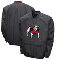 Men's Franchise Club Gray Georgia Bulldogs Windshell Big Logo V-Neck Pullover Jacket