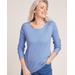 Blair Women's Essential Knit Long Sleeve Button Trim Top - Blue - M - Misses