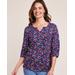 Blair Women's Print Smocked Shoulder Blouse - Multi - L - Misses