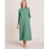 Blair Women's Better-Than-Basic Fleece Snap Front Robe - Green - PS - Petite