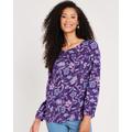 Blair Women's Crochet Trim Floral Top - Purple - XL - Womens