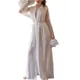 Robe longue de mariée pyjama de mariage blanc vêtements de nuit Sexy pour femmes maille et