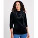 Blair Women's Velour Mock Neck Top - Black - L - Misses