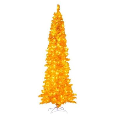 Vickerman 730546 - 4.5' x 19" Slim Flocked Yellow 100 Yellow LED Lights 231 Tips Christmas Tree Christmas Tree (K237046LED)