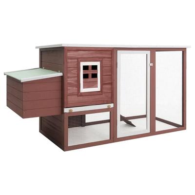 vidaXL Chicken Coop and Run Hen House with Nesting Box and Ramp Solid Wood - 79.5" x 29.5" x 38.6"
