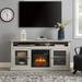 Farmhouse Fireplace TV Stand for TVs Up to 60" with Glass Door, Entertainment Console with 18" Fireplace Insert, Stone Gray