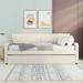 Beige Twin Size Upholstery Daybed with Trundle and USB Charging Design