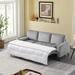 L-Shape Velvet Sectional Sofa with Pull-out Bed, Modern Living Room Reversible Storage Chaise Couch w/ Removable Cushions, Grey