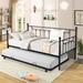 Twin Size Metal Frame Daybed with Pullout Trundle, Kids Teens Adults