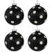 Set of 4 Black and White Polka Dots Christmas Glass Ball Ornaments 3" (80mm)