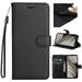 K-Lion Wallet Case for iPhone 14 Plus Retro Solid Color Premium PU Leather Card Slots Flip Case Business Style Shockproof Kickstand Protective Case Cover with Wrist Strap Black