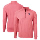 Men's Cutter & Buck Heather Red Tennessee Titans Big Tall Adapt Eco Knit Quarter-Zip Pullover Top