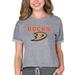 Women's Concepts Sport Heather Gray Anaheim Ducks Tri-Blend Mainstream Terry Short Sleeve Sweatshirt Top