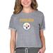 Women's Concepts Sport Heather Gray Pittsburgh Steelers Tri-Blend Mainstream Terry Short Sleeve Sweatshirt Top