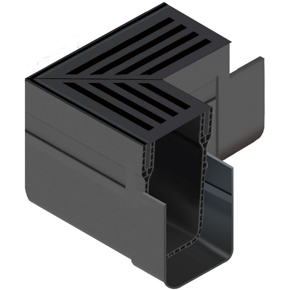 ACO Slimline Eckelement mit Eckrost aus Aluminium schwarz eloxiert Image