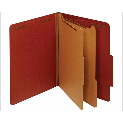 Office Depot Brand Pressboard Classification Folders With Fasteners, 2 Dividers, Letter Size